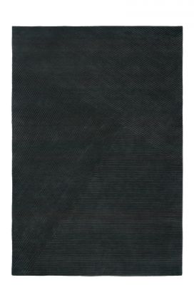 Großer, quadratischer, schwarzer Teppich mit geometrischem Rippenmuster. Row Teppich für Wohnzimmer und Schlafzimmer.